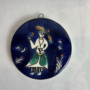 Handcrafted wall plaque Blue and Green Ceramic by Jerusalem Old City Pottery